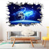3D Blue Cosmic Galaxy Earth Satellites Wall Decals Magic Milky Way Outer Space Planet Broken Wall Stickers Murals Decor for Home Floor Ceiling Boy Girls Room Kids Bedroom
