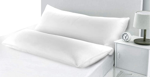 Body Pillow Protectors Waterproof 20x55 Pair Soft Set of 2 Breathable �¤️ Life Time Warranty �¤️ Membrane Smooth Fabric Zip Encasement Covers Cases White