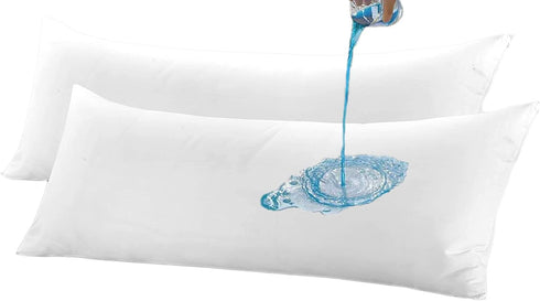Body Pillow Protectors Waterproof 20x55 Pair Soft Set of 2 Breathable �¤️ Life Time Warranty �¤️ Membrane Smooth Fabric Zip Encasement Covers Cases White