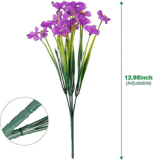 Artificial Flowers Outdoor, 20 Bundles Artificial Plants UV Resistant Fake Plants for Outdoors Outside Front Porch Window Box Hanging Planter Decoration(Purple)