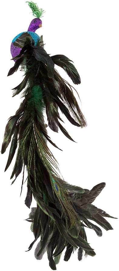 Kurt Adler H6043 Large Purple/Blue Feather Peacock on Clip, Multicolor