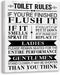 Kas Home Bathroom Canvas Wall Art Rustic Funny Toilet Rules Prints Signs Framed Wood Background Bath Room HD Picture Artwork Home Decor (Toilet-02, 12 X 15 inch)