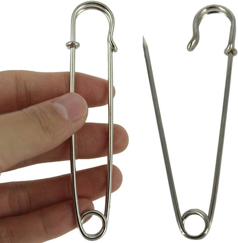 BESTCYC 10pcs 10.1cm x 22mm Silvery Extra Large Heavy Duty Safety Pins-Stainless Steel Safety Pins for Blankets, Skirts, Kilts, Knitted Fabric,Crafts