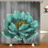 VividHome Teal Gray Flower Shower Curtain Vintage Floral Lotus Flowers Polyester Fabric Waterproof Shower Curtain Bathroom Accessory Sets 12 Hooks Included 72X72inch