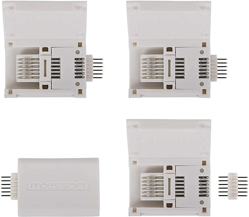 Litcessory 6-Pin to Cut-End Connector for Philips Hue Lightstrip Plus (4 Pack, White - MICRO 6-PIN V4)
