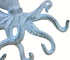 Rustic Dark Blue Whitewashed Cast Iron Octopus Hook 11 Inch - Decorative Hook - Sealife Metal Wall Hook