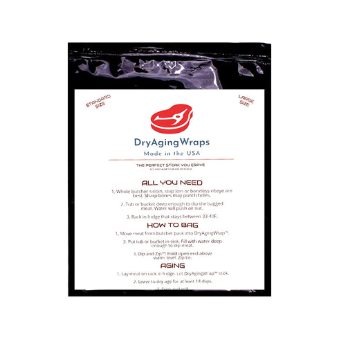 DryAgingWraps Dry Aged Bags for Meat | Sized for Ribeye and Short Loin | Perfect for Beginners | Easy at Home Dry Aging | No Vacuum Sealer Needed | 11x24 Inch Size Bags | 5 Bags with Zip Ties Included