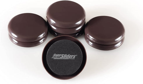 Super Sliders 2 1/2" Round Reusable Furniture Sliders for Carpet - Effortless Moving and Surface Protection, Brown (8 Pack)