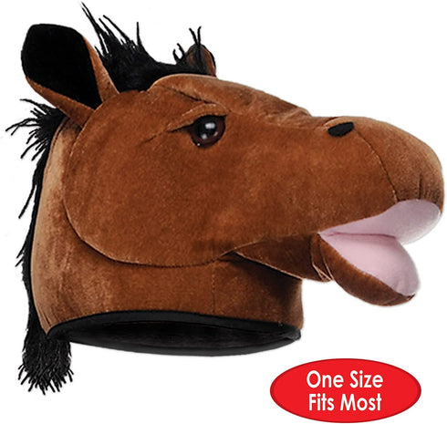 Plush Horse Head Hat Party Accessory (1 count) (1/Pkg)