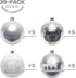 Super Holiday 20PCS Christmas Ball Ornaments Set, Shatterproof Handpainted Decoration for Xmas Tree, Home Decor for Holiday, Party, Birthday, Wedding, Anniversary, Christmas- 80mm/3.14", Sliver/White.