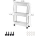 3 Tier Slim Storage Cart, with Wheels Mobile Shelving Unit Organizer, Rolling Utility Cart Bathroom Storage Shelf Rack, Plastic&Stainless Steel, for Bedrooms, Kitchen & Dressers, Narrow Places (White)