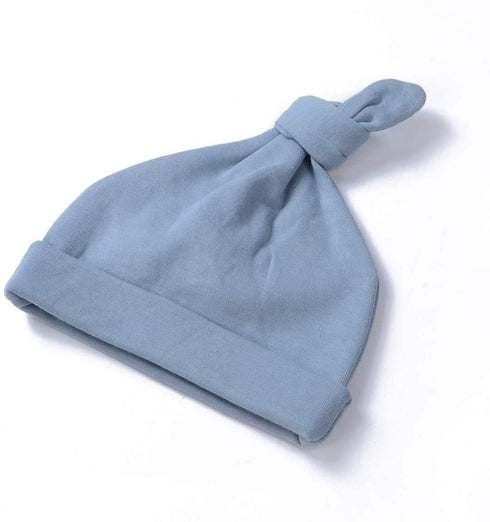 Newborn Baby Girl Boy Swaddle Wrap Blanket Sleeping Bag+Headband +Hat 3pcs Outfits Set (Gray-Blue, One size)