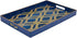 MAONAME Blue Decorative Tray with Handles, Plastic Serving Tray for Coffee Table, Marbling Rectangular Tray for Ottoman, Bathroom, Storage, 15.7" Lx 10.2" W X 1.57" H