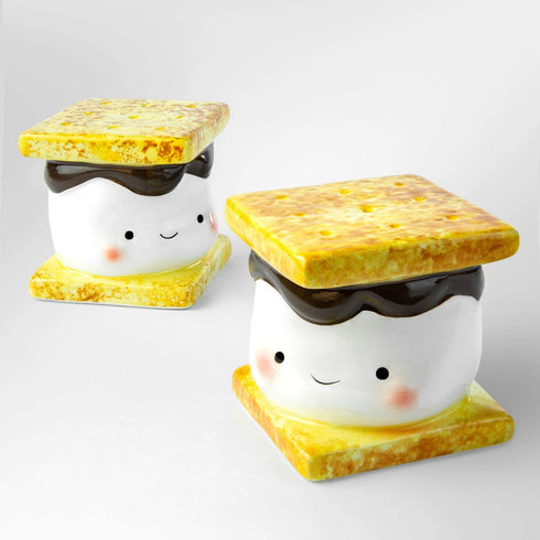 AVAFORT Marshmallow Smore Shape Salt and Pepper Shaker Sets, Ceramic