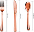 Rose Gold Plastic Silverware Party Utensils Set Heavy Duty Plastic Disposable Cutlery (30 Spoons, 30 Forks & 30 Knives) Ideal for Rose Gold-Themed Elegant Parties, Birthdays & Luxury Weddings