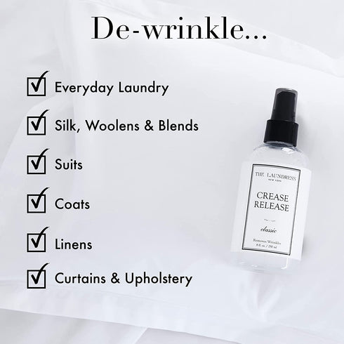 The Laundress - Crease Release, Classic Scented, Wrinkle Release Spray, Shirts, Suits, Curtains & More, Anti Wrinkle Spray for Clothes, Wrinkle Remover Spray, 8 fl oz