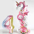 MOVINPE Number Balloons Birthday Party Decorations for Girls, 43" Pinks Jumbo Large Mylar Foil Balloon Bouquet, Round Round-Shape Foil Balloon, Girly Theme Party Supplies Backdrop (Unicorn #4)