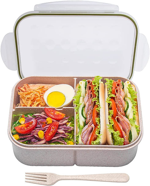 Bento Box,Bento Box Adult Lunch Box,Ideal Leak Proof Lunch Box Containers,Moms Choice Kids Lunch Box,No BPAs and No Chemical Dyes,Microwave and Dishwasher Safe Bento Lunch Box by MISS BIG (White, L)