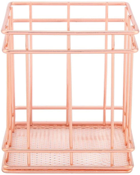 Vbestlife Storage Basket, Rose Gold Iron Storage Basket Organizer Storage Holder Desktop Decor for Home/Office(B)