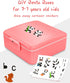 LOOK BACK Bento Lunch Boxes for Kids, 4-Compartment 1.2L Leak-Proof Lunch Container for Child with Sauce Jar, Fork and Spoon, DIY Stickers, BPA-Free Toddlers Food Container Microwave Dishwasher Safe