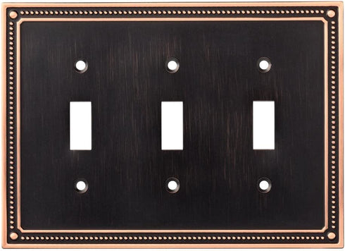 Franklin Brass W35066-VBC-C Classic Beaded Triple Toggle Switch Wall Plate / Switch Plate / Cover, Bronze with Copper Highlights
