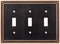 Franklin Brass W35066-VBC-C Classic Beaded Triple Toggle Switch Wall Plate / Switch Plate / Cover, Bronze with Copper Highlights
