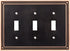 Franklin Brass W35066-VBC-C Classic Beaded Triple Toggle Switch Wall Plate / Switch Plate / Cover, Bronze with Copper Highlights