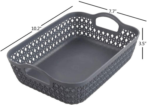 Morcte Small Storage Basket, Plastic Mesh Organizer Basket (Grey, Set of 6)