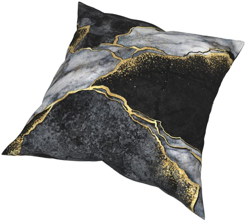 Ansoela Gold and Black Grey Throw Pillow Covers Set of 4 Marble Texture Decor Pillow Cases 18x18 Square Cushion Cover Home Couch Sofa Decorative