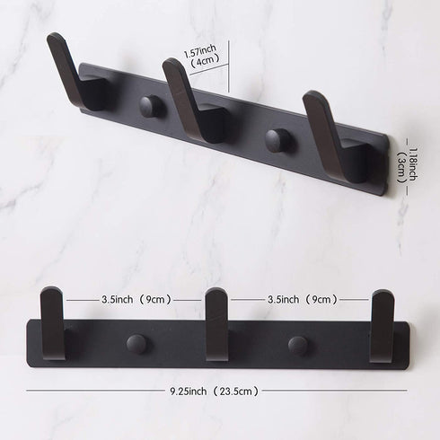 3 Hooks Matte Black Wall Bathroom Towel Hooks Mount Stainless Steel Heavy Duty Shower Wall Coat Rack Hooks Rail Decorative Bath Hooks for Hangin,Hats Hook Kitchen Towel Wall Hook Rack for Hanging