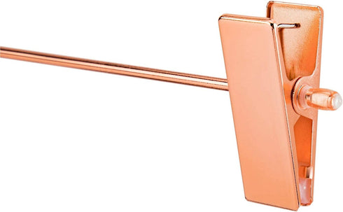 Jetdio Metal Heavy Duty Pants Skirt Slack Hangers,Trousers Hangers with Two Adjustable Non Slip Clips Hanger Rack Swivel Hook, 12 Pack, Copper Gold