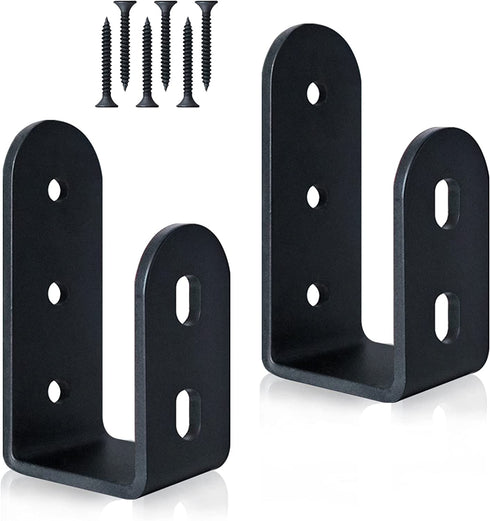 bamandan 2x4 Black Upgrade Security Door Barricade Brackets,Drop Open Bar Holder U Bracket for 2 by 4 Lumber,Apply to Door Reinforcement,Door Jammer,Tool Hanger,Shed,Garage,Gate(2 pcs)