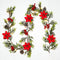 RECUTMS Christmas Garland with Lights Pine Cone Garland Lights Xmas LED Garland for Home Fireplace Mantel Holiday Party Decorations ?Red Flower?
