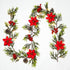 RECUTMS Christmas Garland with Lights Pine Cone Garland Lights Xmas LED Garland for Home Fireplace Mantel Holiday Party Decorations ?Red Flower?