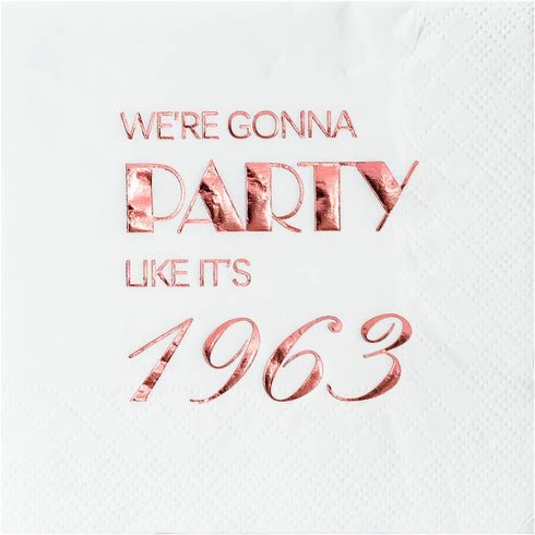 Crisky 60th Birthday Cocktail Napkins Rose Gold for Women 60th Birthday Party Decorations for Cake Dessert Berverage Table, 60th Birthday Party Supplies,50 Pcs Disposable Napkins, 3-Ply