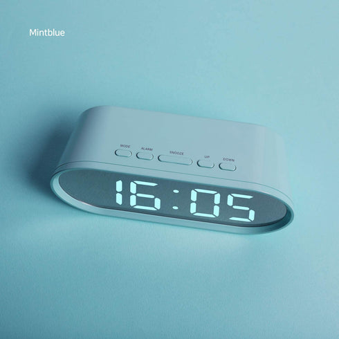 mooas Pop Mirror LED Alarm Desk Clock, LED Clock, Alarm/Snooze, Temperature Clock (Pink)
