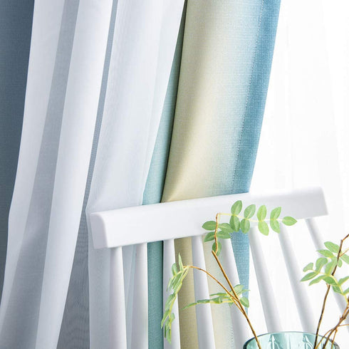 Decdeal Star Curtains Stars Blackout Curtains for Kids Girls Bedroom Living Room Colorful Double Layer Star Window Curtains, 1 Panel