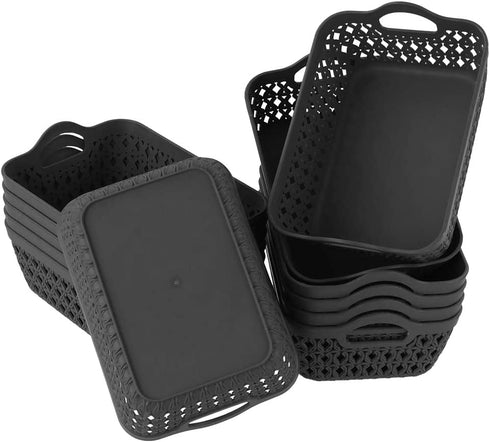Zerdyne 12-Pack Mini Plastic Storage Baskets Trays, Grey