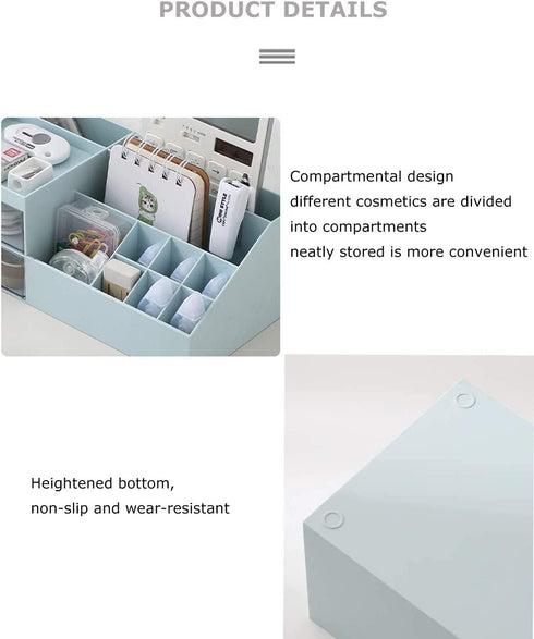 Multifunction Desk Organizer, BREIS Makeup Storage for Eyeshadows, Concealers, Powders, Nail Polish,9.65x 4.8x 3.67 (White)
