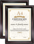 GraduationMall A4 Certificate Document Frame, UV Protection Acrylic, Mahogany with Gold Beads,Set of 2