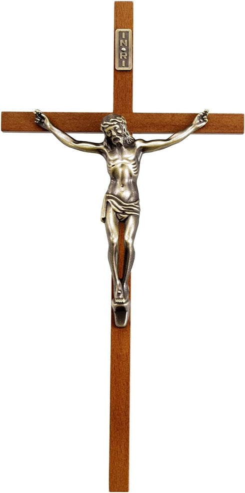 ACHIBANG Crucifix Wall Cross, Catholic Wooden Slender Hanging Crosses for Wall,10 Inch