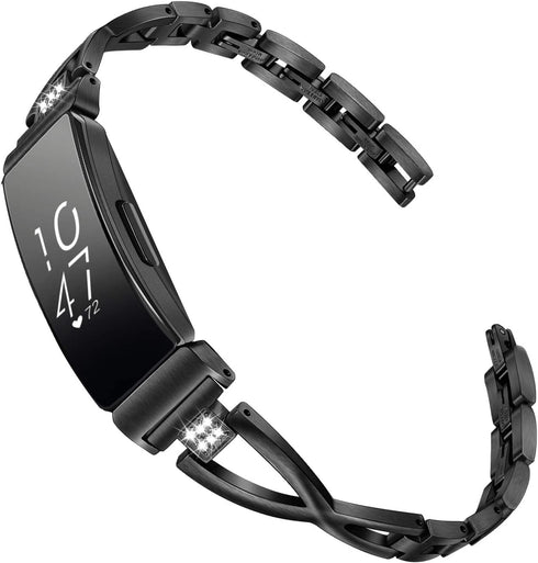 TRUMiRR Watch Band for Inspire 2 / Inspire HR / Inspire, Stainless Steel & Rhinestone Diamond Watchband Jewelry Strap Women Wristband for Fitbit Inspire 2 / Inspire HR / Inspire Fitness Tracker