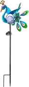 Peacock Wind Spinner Solar Garden Stake Lights - Cracked Glass Ball Waterproof Outdoor Peacock Decor Pathway Lights for Garden Patio Lawn
