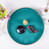 MAONAME 13" Round Tray, Teal Serving Tray with Handles, Modern Decorative Tray for Coffee Table, Plastic Ottoman Tray for Ottoman, Bathroom, Decor