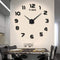 Biramba Frameless DIY Wall Clock,3D Surface Mirror Wall Clock Modern Design Large Mute Wall Watches Stickers for Living Room Bedroom Home Decorations (006Black)