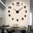 Biramba Frameless DIY Wall Clock,3D Surface Mirror Wall Clock Modern Design Large Mute Wall Watches Stickers for Living Room Bedroom Home Decorations (006Black)