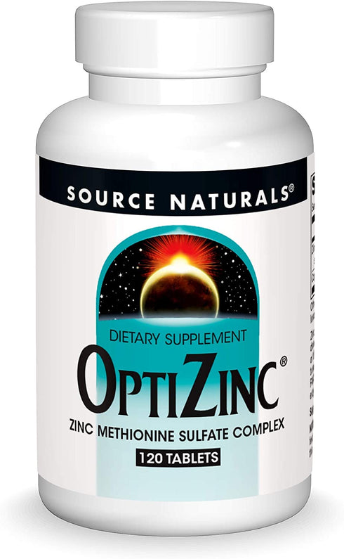 Source Naturals OptiZinc Zinc Methionine Sulfate Complex & Dietary Supplement - 120 Tablets