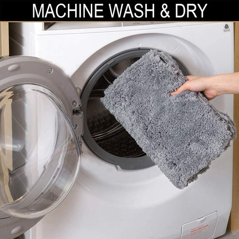 Walensee Large Bathroom Rug (24 x 36, Grey) Extra Soft and Absorbent Shaggy Bathroom Mat Machine Washable Microfiber Bath Mat for Bathroom, Non Slip Bath Mat, Luxury Bathroom Floor Mats
