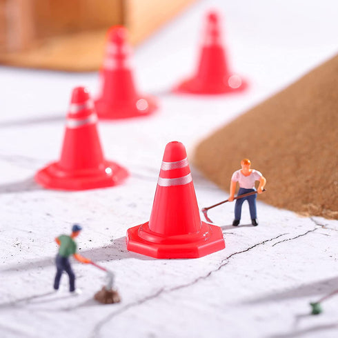 Toddmomy 30Pcs Traffic Road Cones Pretend Play Toys Roadblocks Simulation Traffic Signs Miniature Traffic Cones for Sand Table Engineering Construction