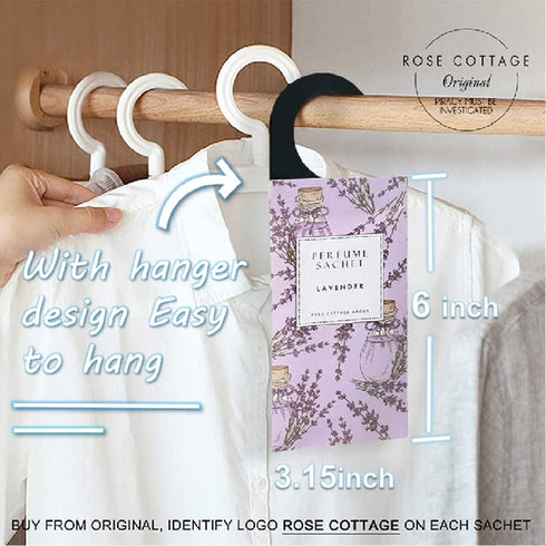 ROSE COTTAGE Large 12 Packs Lavender Hanging Closet Deodorizer Air Freshener Long Lasting Scented Sachets Smell Goods for House